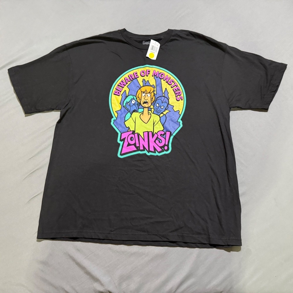 Scooby-Doo Graphic T-Shirt Mens XL Black Zoinks Shaggy Beware Of Monsters New